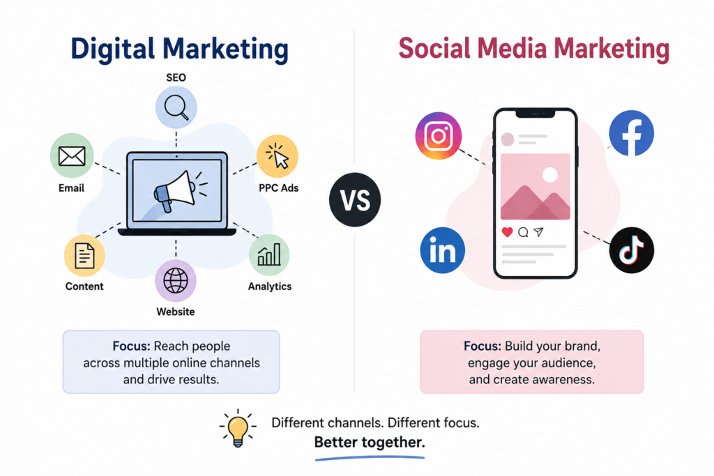 Digital Marketing Vs. Social Media Marketing: How to Split Your Budget the Right Way Digital Marketing