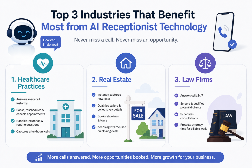 Top 3 Industries That Benefit Most from AI Receptionist Technology AI Receptionist